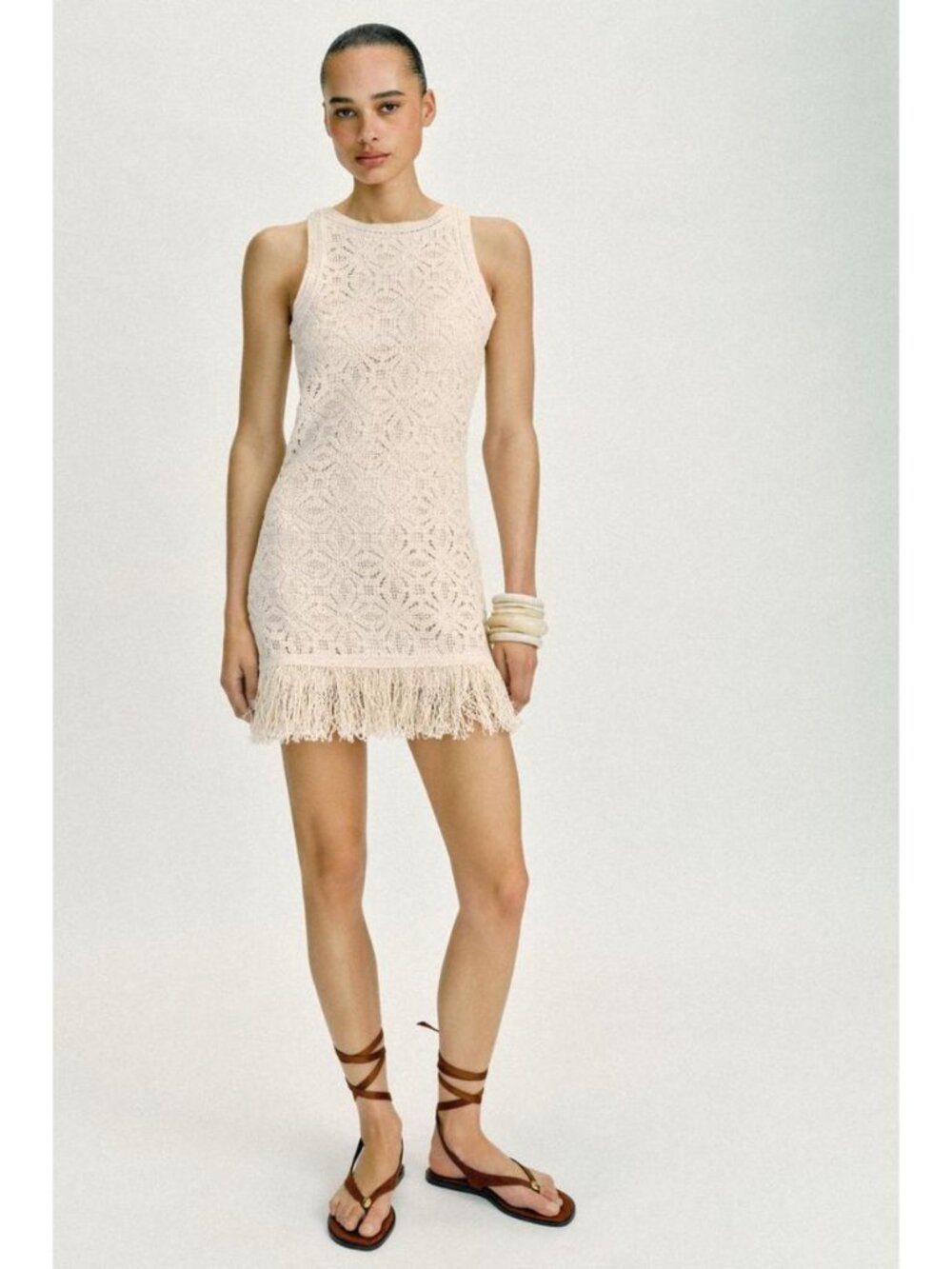 ZARA FRINGED CROCHET SHORT DRESS - Picture 2 of 9